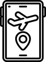 Flight Location On Phone Line Icon vector