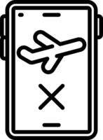 Flight Cancelled On App Line Icon vector