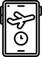 Flight On Time On Phone App Line Icon vector