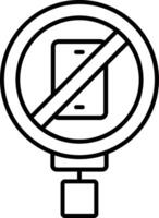 No Cellphone Line Icon vector
