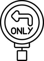 Left Lane Must Turn Left Line Icon vector