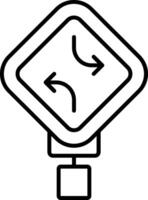 Two-Way Left Turn Line Icon vector