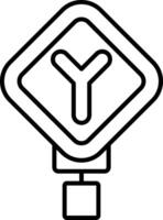 Y Intersection Line Icon vector