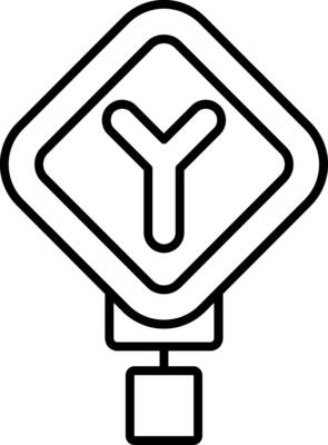 Y Intersection Line Icon
