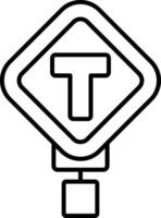 T Intersection Line Icon vector