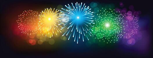 Abstract colorful firework on black background for celebration vector