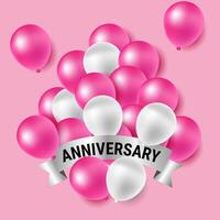 Pink and white party balloons for anniversary celebration vector