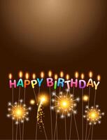 Sparklers with candles happy birthday celebration vector