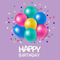 Colorful balloons with message for happy birthday vector