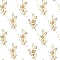 Seamless Pattern with Hand-Drawn Herbs. Foliage Romantic Tile on White Background for Textile, Wrapping Paper, Nature Designs, Covers, Banners. Scandinavian Style. vector