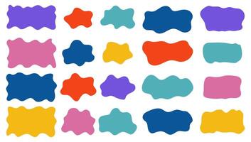 Set of colorful organic shape backgrounds isolated on white background. Uneven shapes. Cute smears, creative blots, spatters. vector