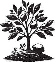 Lemon Tree, black color silhouette vector