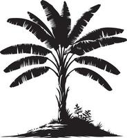 Banana Tree Tree, black color silhouette vector