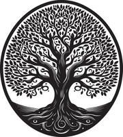 oval Tree, black color silhouette, isolated white background vector
