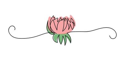 Continuous line hand drawing calligraphic flower concept logo beauty. Monoline spring floral design element in minimal style. love or botanical concept. vector