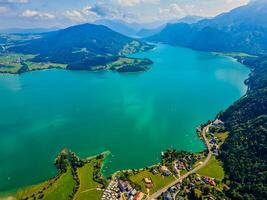 Drone View of Scenic Mondsee Lake in Austria, photo