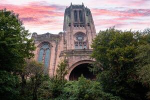 Liverpool Cathedral View from the Cemetery, a Serene and Spiritual Perspective of the Iconic Anglican Church photo