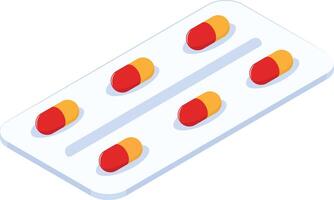 Capsule Blister Pack Isometric Style vector