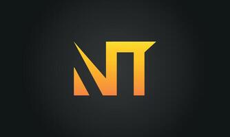 NT creative and modern letter logo design. NT logo design in black background. vector