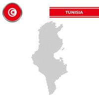 Dotted map of Tunisia with circular flag vector