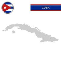 Dotted map of Cuba with circular flag vector