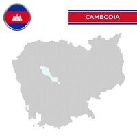 Dotted map of Cambodia with circular flag vector