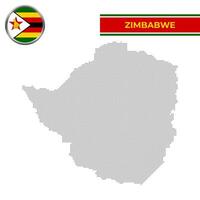 Dotted map of Zimbabwe with circular flag vector