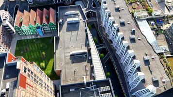 Zaandam, Netherlands. 360 degrees view of the city from a drone video