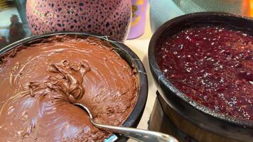 Chocolate and jam in large quantities video