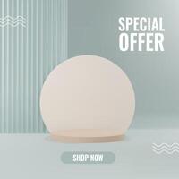 3D podium background with reeded translucent glass. Elegant product platforms on a light background for promotion and sales. Realistic minimal scene in grounding hues. Mockup product display vector