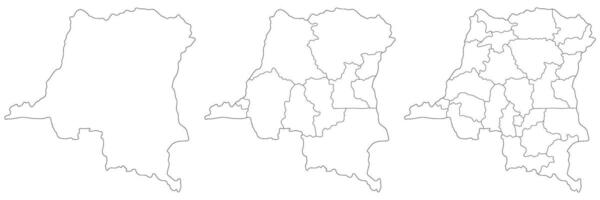 Democratic Republic of the Congo map. Map of Democratic Republic of the Congo in white set vector