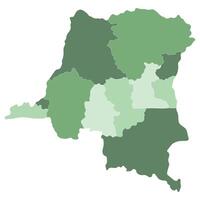 Democratic Republic of the Congo map. Map of Congo in main regions in multicolor vector