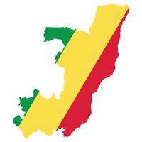 The Republic of the Congo map with national flag. Map of The Republic of the Congo with Congo flag vector