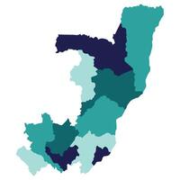 The Republic of the Congo map. Map of The Republic of the Congo in administrative provinces in multicolor vector