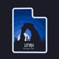 Utah Map with silhouette of Arches National Park Perfect for print, appare, etc vector