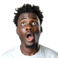 A man with a beard and dreadlocks is looking up with wide eyes png