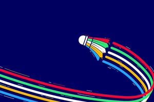 Badminton shuttlecock background with colorful lines vector