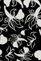 The flowers are represented in a highly stylized and abstract manner, with flowing, curvilinear lines that suggest movement and grace vector