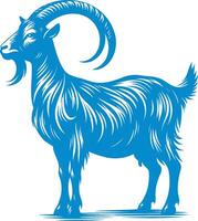 Goat Engraving illustration Design, isolated on white background vector