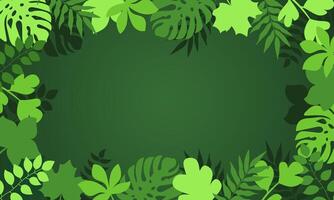 modern green leaf background with copy space area,tropical leaf banner design vector