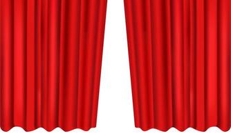 3d Realistic red stage curtain isolated on white background vector