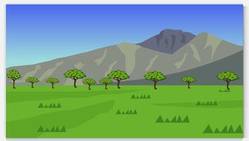 Scenery of green nature with trees and mountains vector