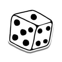 One Point Dice Hand Drawn Doodle Outline. Illustration for decorate, coloring and any design. vector