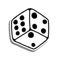 Six Point Dice Hand Drawn Doodle Outline. Illustration for decorate, coloring and any design. vector