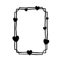 Doodle Line Hearts Vertical Rectangle Frame. Illustration for decorate logo, text, greeting cards and any design. vector