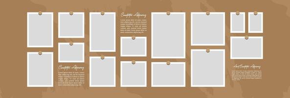 Create a collage of images with an abstract layout using picture frames digital photo wall template vector