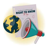 International Right to Know Day poster with provide information to the whole world using a megaphone vector