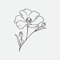 A simple line illustration of a flower can be used as a logo or decoration. vector