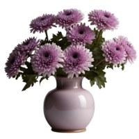 Purple Chrysanthemums in a Vase Symbolizing Honor and Respect png