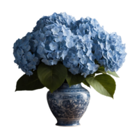 Blue Hydrangeas in a Vase Symbolizing Gratitude and Understanding png